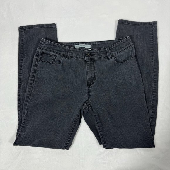 Chicos Jeans Womens 1.5 (10) Gray Platinum Denim Straight Stretch - Picture 2 of 9